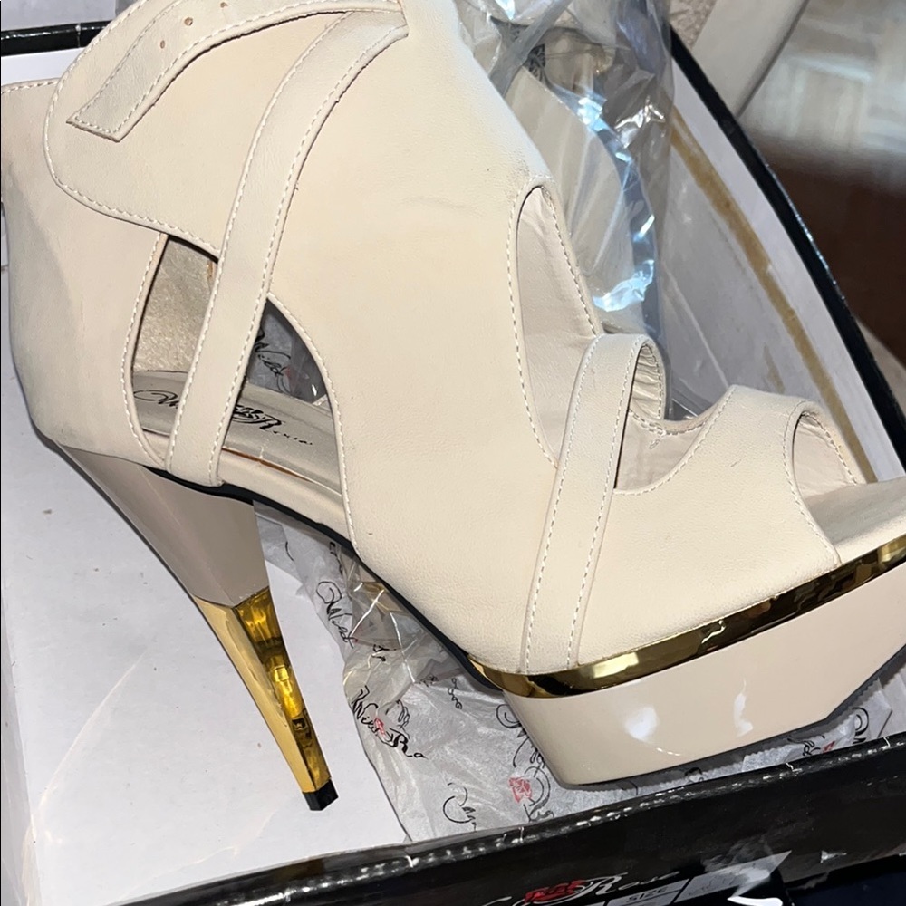 Wild Rose Cream and Gold Stiletto Heels